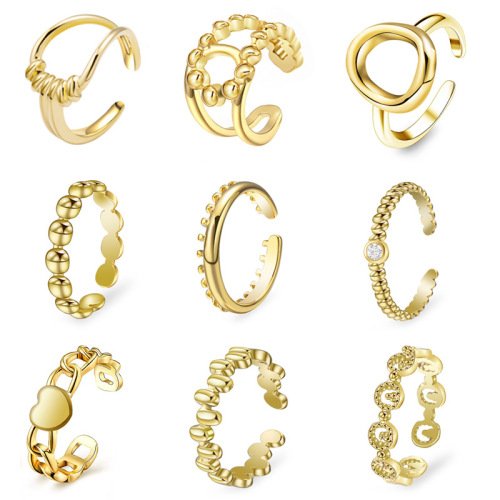 Titanium steel open ring plated with 14K real gold, non-fading, high-end women's ring, stainless steel hydraulic ring wholesale