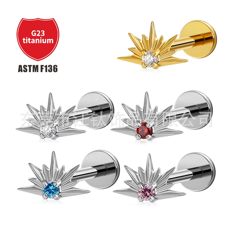 Pointed titanium steel lip stud product view