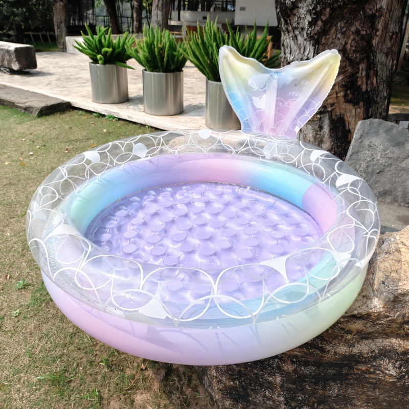 Piscina de sirena de ensueño doble anillo piscina infláble mariposa piscina de luz de luna espesa PVC hogar bebé de verano image 5