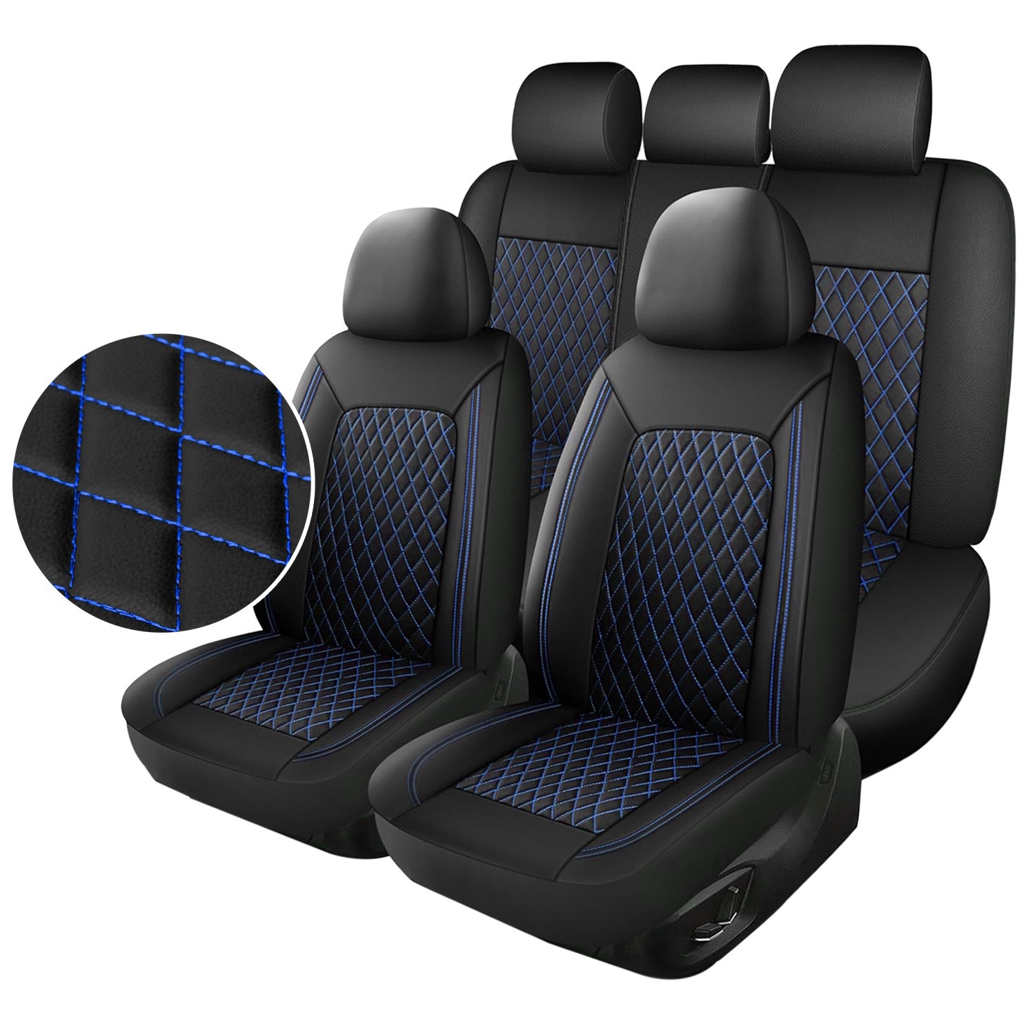 New cross-border single-line diamond pattern PU leather universal car seat cover for Amazon, Temu, Mercado Libre, Mexico