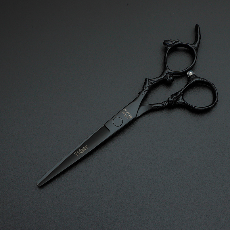 6 pulgadas tijeras de corte de pelo de mango negro dragón tijeras de corte de pelo conjunto tijeras de dientes tijeras de mano tijeras de corte de pelo ligeras de grado profesional