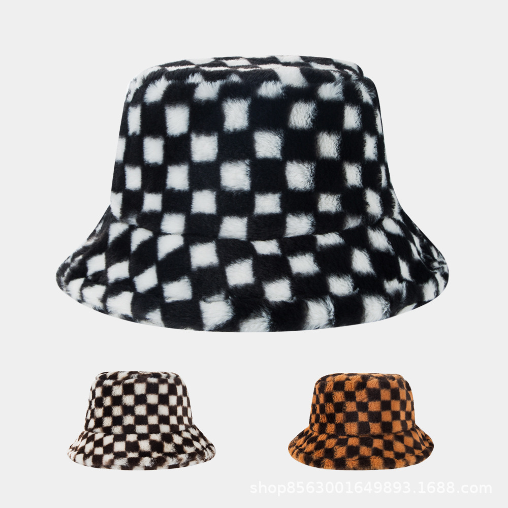 New Checkerboard Fisherman Hat Autumn And Winter Warmth Thick Hat Personality Wild Fashion Basin Hat display picture 1