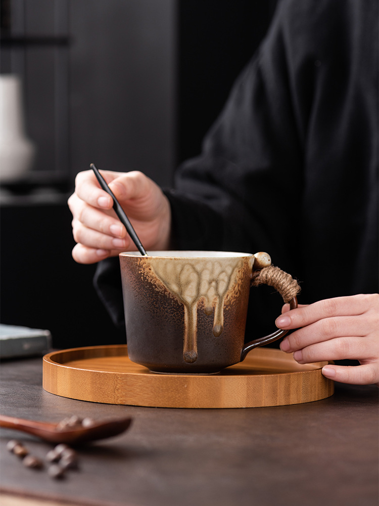 Wabi Sabi Ceramic Mug Vintage Rustic Handmade Coffee Cup_voghion.com