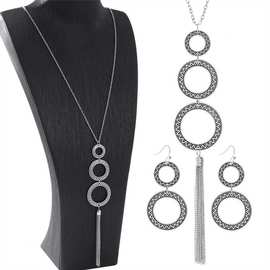 网红ins气质合金大圆环多层项链民族风耳坠气质百搭饰品批发义乌