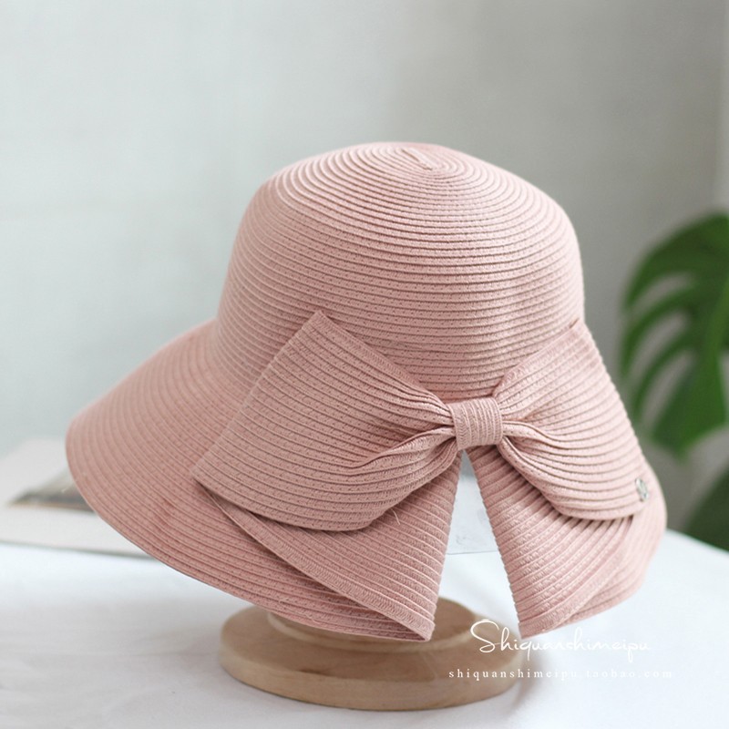 Sombrero de cuenca sombrero de Sol de viaje sombrero de pescador de ala ancha mujer verano arco elegante protección solar todo partido plegable sol sombrero