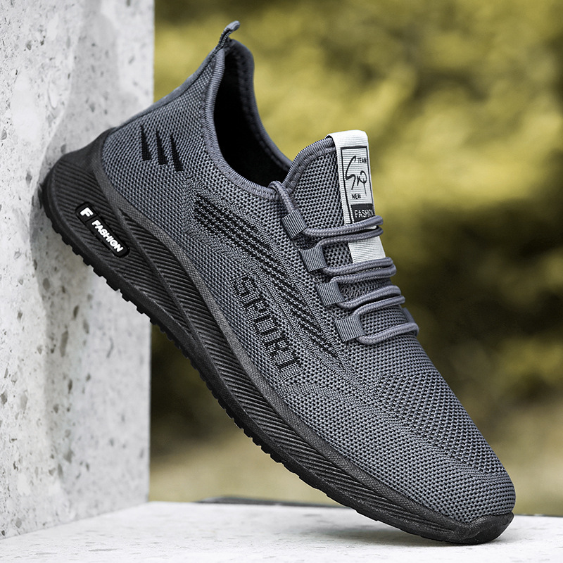 Shoes Men's 2025 Spring and Autumn New Shoes Men's Mesh Breathable Fly Knitted Casual Sports Men's Shoes Wholesale