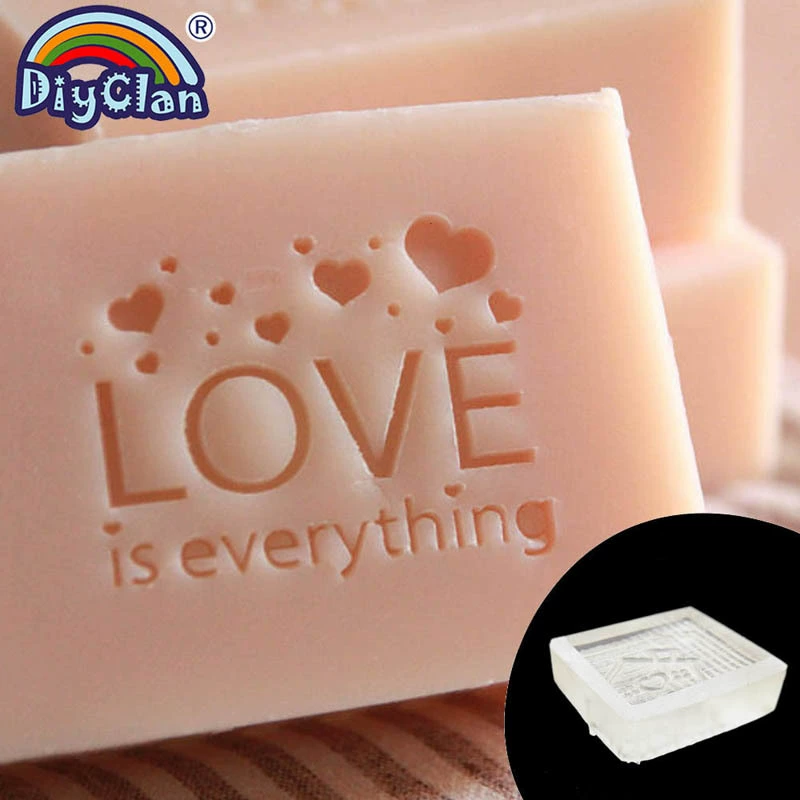 Acrylic handmade soap for St. Valentine's Day, seal, organic handle, oil