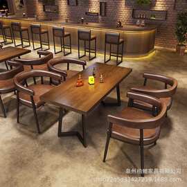 工业风酒吧清吧卡座沙发咖啡厅烧烤店西餐厅音乐餐吧酒馆桌椅组合