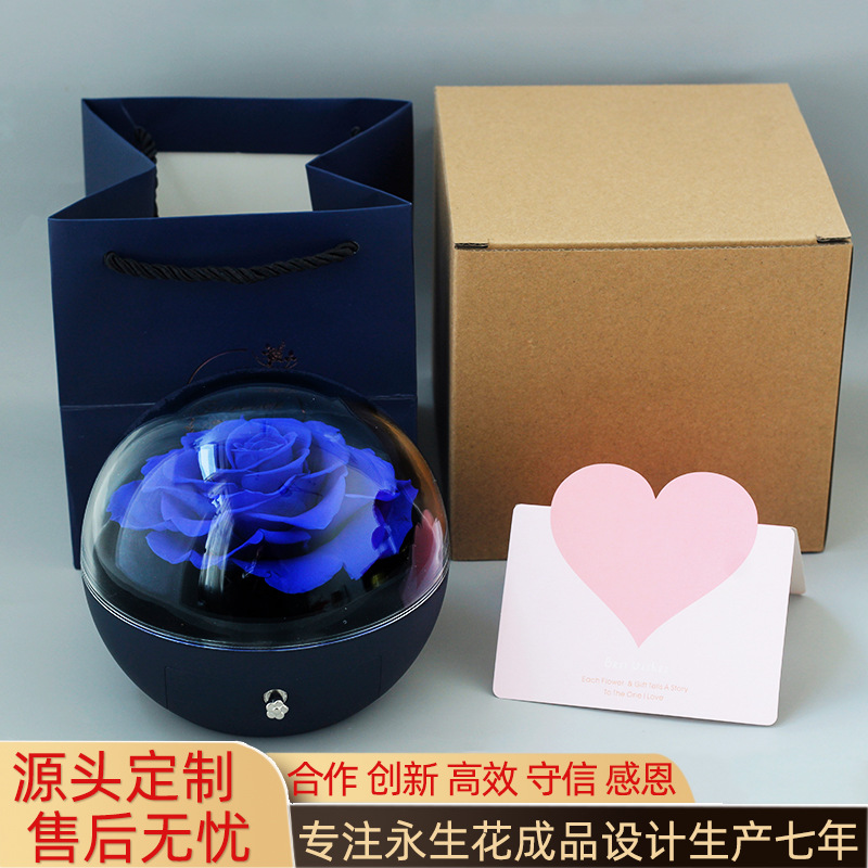 Collar de flor eterna Caja de joyería Producto terminado Regalo transfronterizo del día de San Valentín Flor seca de rosa Regalo del día de la madre al por mayor