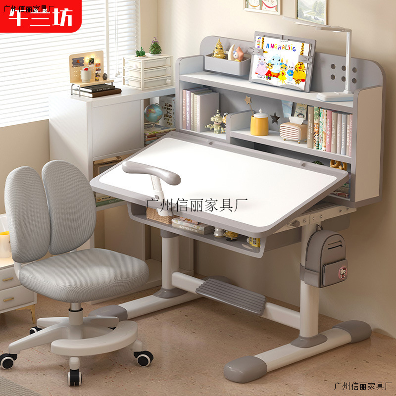 Children's Study Table, Primary School Student Writing Desk, Corrective Sitting Posture, Home Desk and Chair Set, Lifting and Adjusting Homework Table