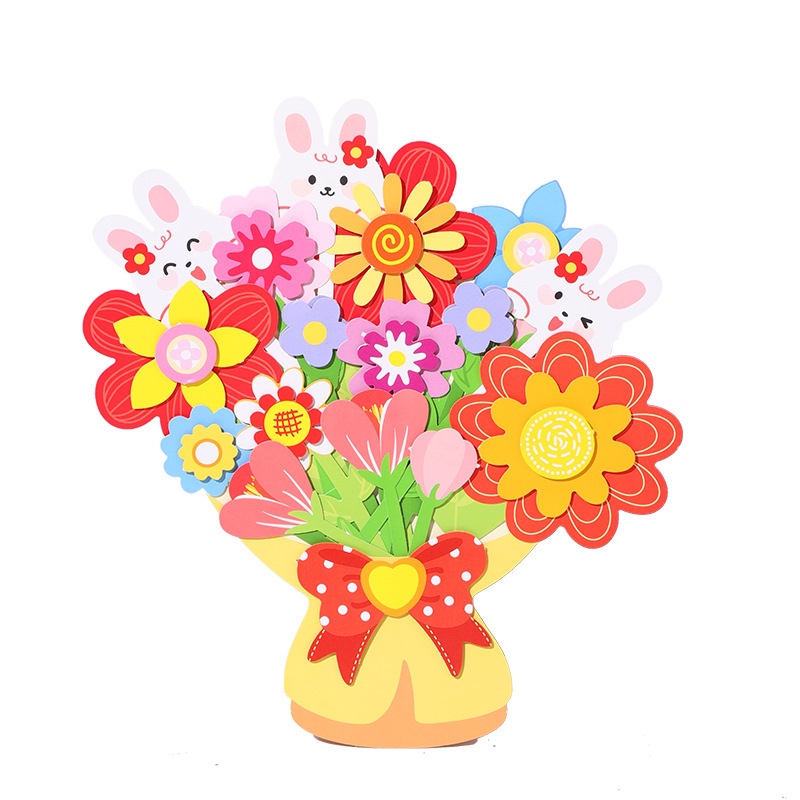 教师节花束贺卡儿童手工教师节礼物无需剪刀胶水diy感恩花束幼儿|undefined