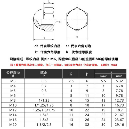 Cover type copper nut copper cap screw cap household decoration cap brass cover screw cap GB923 M3M4M6-M20