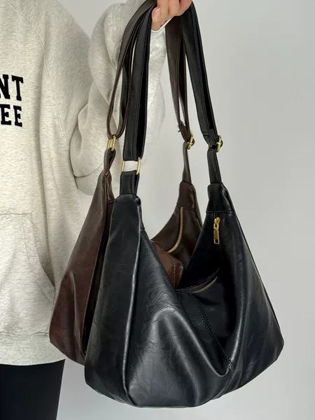 Factory Direct Sales Bag Women's 2025 Retro Tote Bag Preppy Style Versatile Large Capacity Shoulder Bag Commuter Crossbody Bag