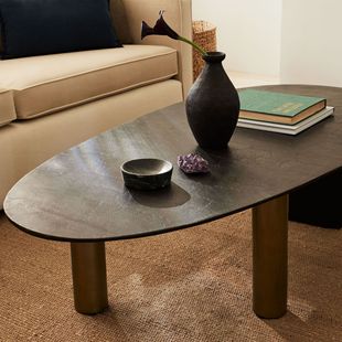 Home quiet style vintage aluminum coffee table hotel household stainless steel metal coffee table tea table special-shaped center table wholesale