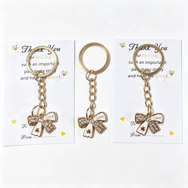 Cross-border rhinestone bow keychain souvenir, rhinestone keychain, women's bag pendant, zinc alloy keychain Cross-border rhinestone bow keychain souvenir, rhinestone keychain, women's bag pendant, zinc alloy keychain