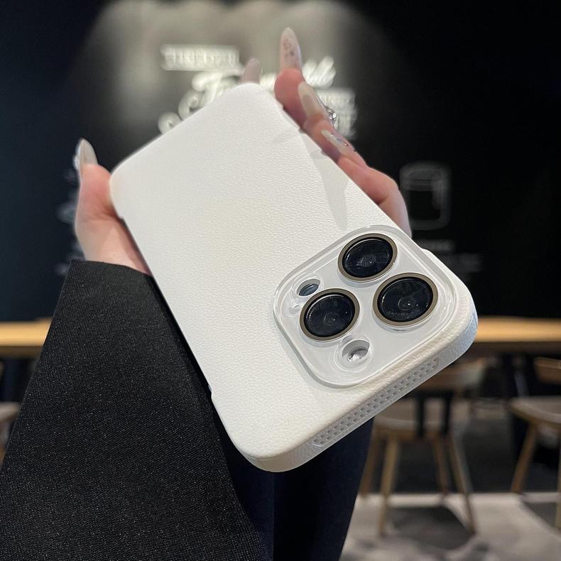 Simple color sólido sin bordes patrón de lichi para iphone16ProMax funda para teléfono móvil Apple 14 15 pareja 13 nuevo