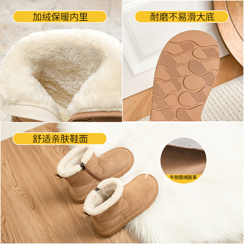 Botas de nieve Augu Shiden para mujer, con suela gruesa y forro polar, modelo 2025, botas cortas de algodón, estilo casual y moderno.