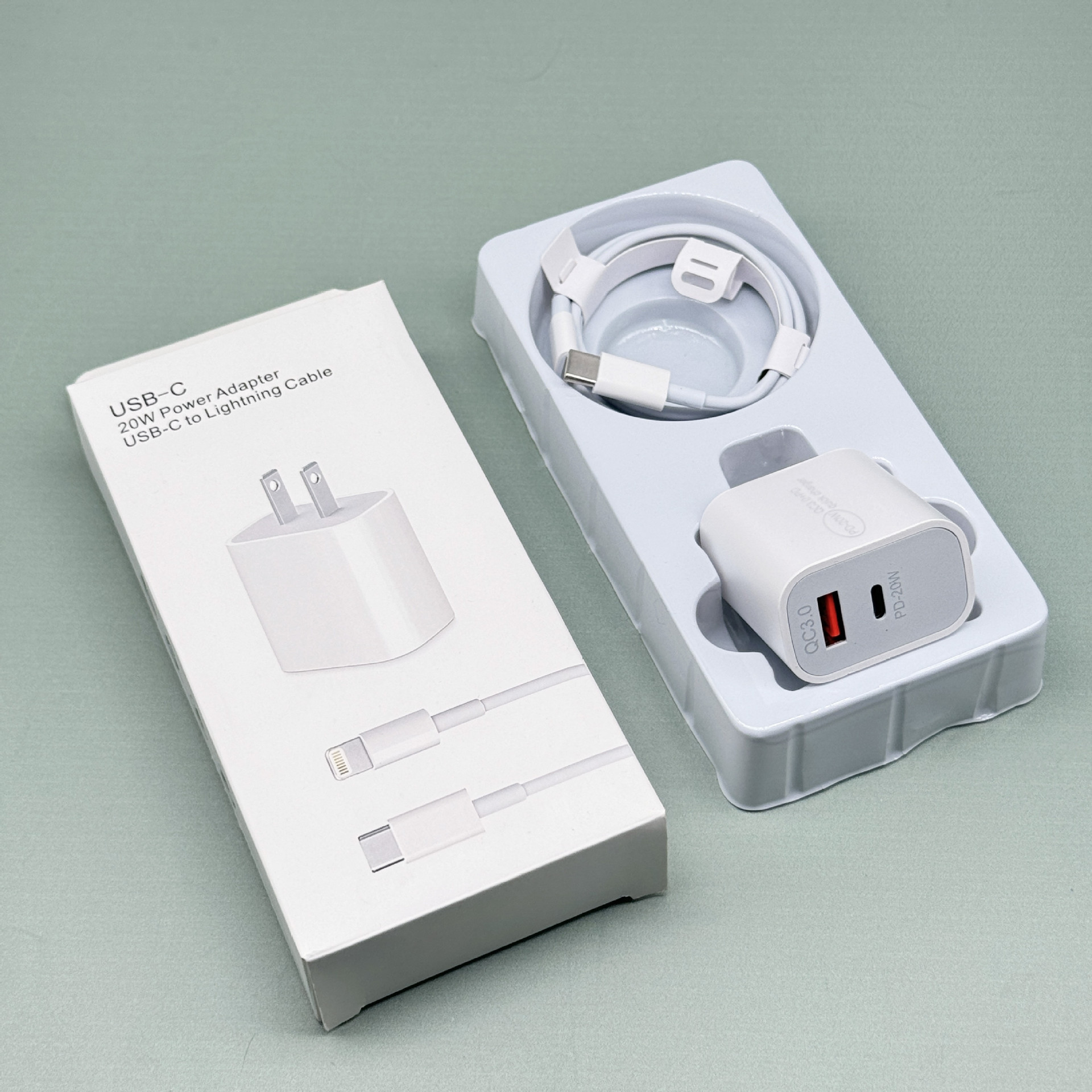 Cargador transfronterizo de doble puerto PD20w de EE. UU. Para teléfono móvil Apple 14/Android A C cargador de carga rápida