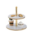 Nordic INS wind natural marble egg cake shelf afternoon tea dessert display platform light luxury double -layer storage tray