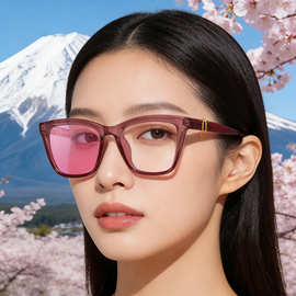 2025新款时尚猫眼变色太阳镜女个性潮流高级感户外防晒墨镜女跨境