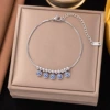 【E2051】 Ball eye box chain bracelet steel color