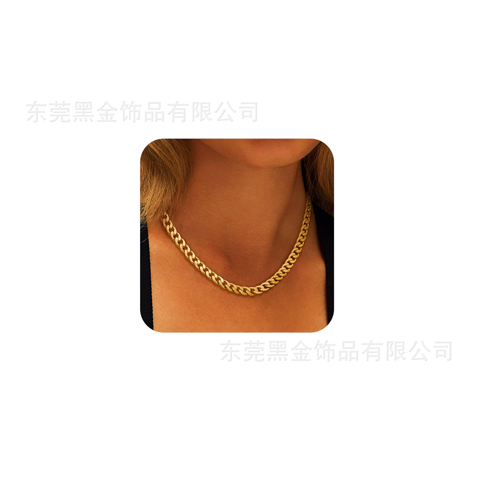 Невыцветающее ожерелье из титановой стали, мужская кубинская цепочка в стиле хип-хоп, универсальная цепочка из нержавеющей стали, модные женские аксессуары NK в европейском и американском стиле.