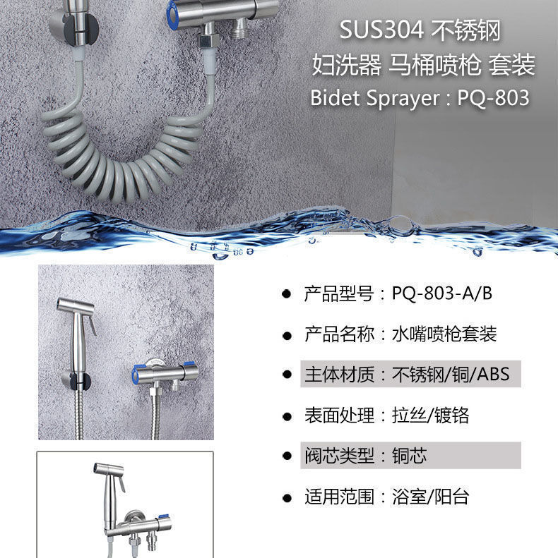 304 stainless steel pressurized spray gun, faucet flushing gun, bathroom toilet companion, toilet high-pressure flushing set undefined