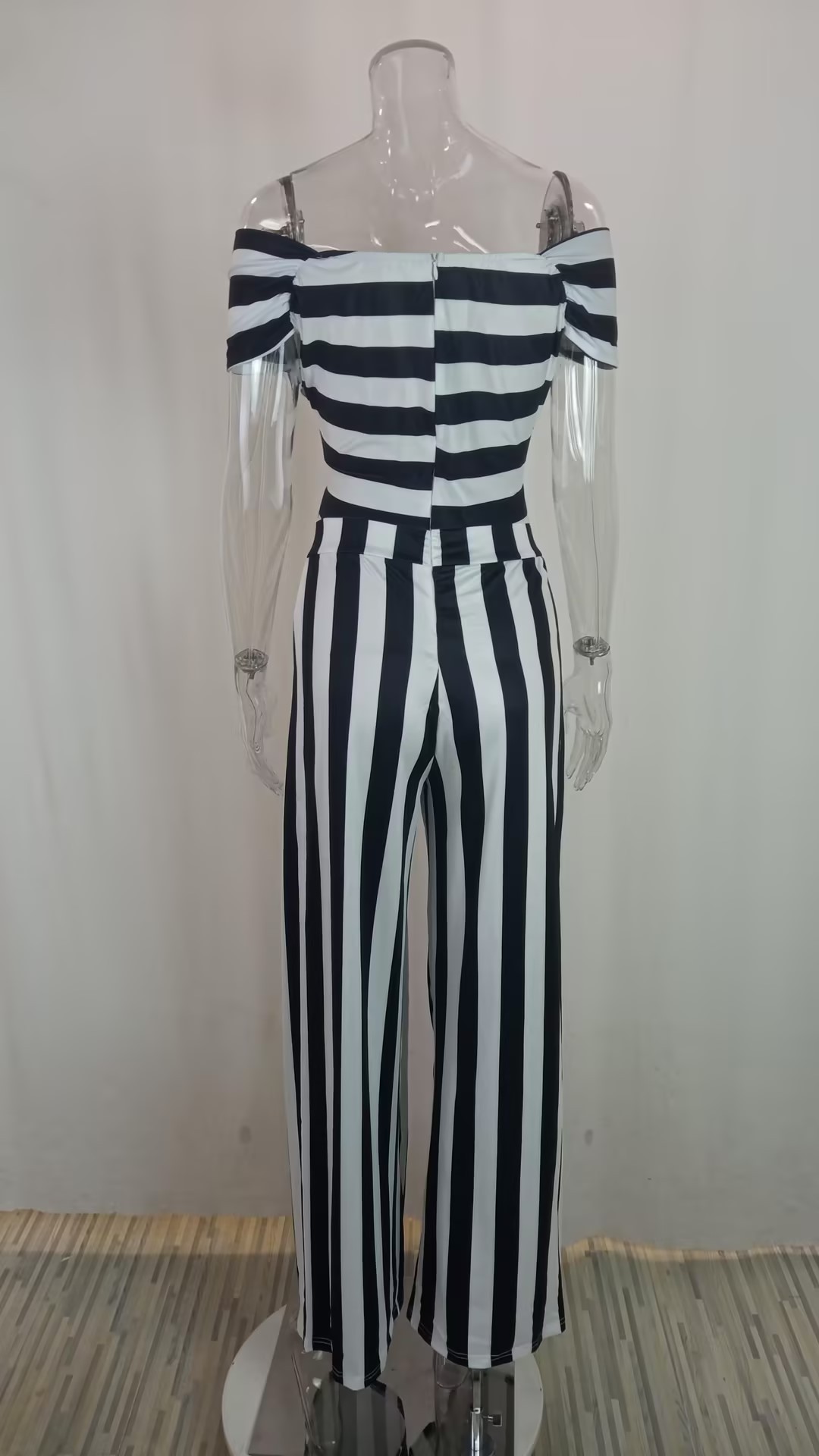 548g Weight Short Sleeve Sleeve Length Full Length Pants Length Polyester Fabric Type Mid Waist Waist Line Jumpsuits Pants Type Micro-Elastic Elasticity Holiday, Beach Occasion Loose Fit Type Printing, Stripe Pattern Summer Season Women's Gender Printing Design Vacation Style Women's Holiday Beach Vacation Printing Stripe Full Length Printing Jumpsuits 14