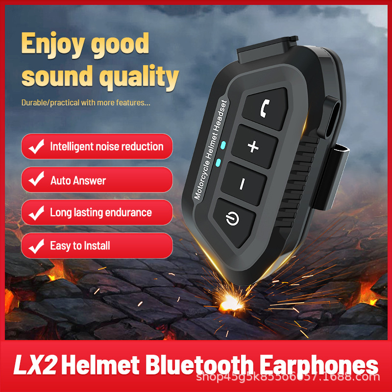 Auriculares Bluetooth para motocicleta LX2 exclusivos transfronterizos, impermeables, inalámbricos 5.3 para casco.