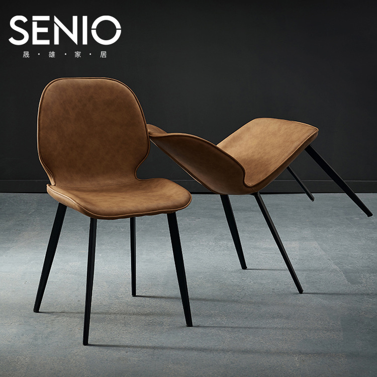 Light Luxury Dining Chair for Home | Italian Minimalist Leather Chair | Simple Nordic-Style Trendy Backrest Chair &ndash; Wholesale