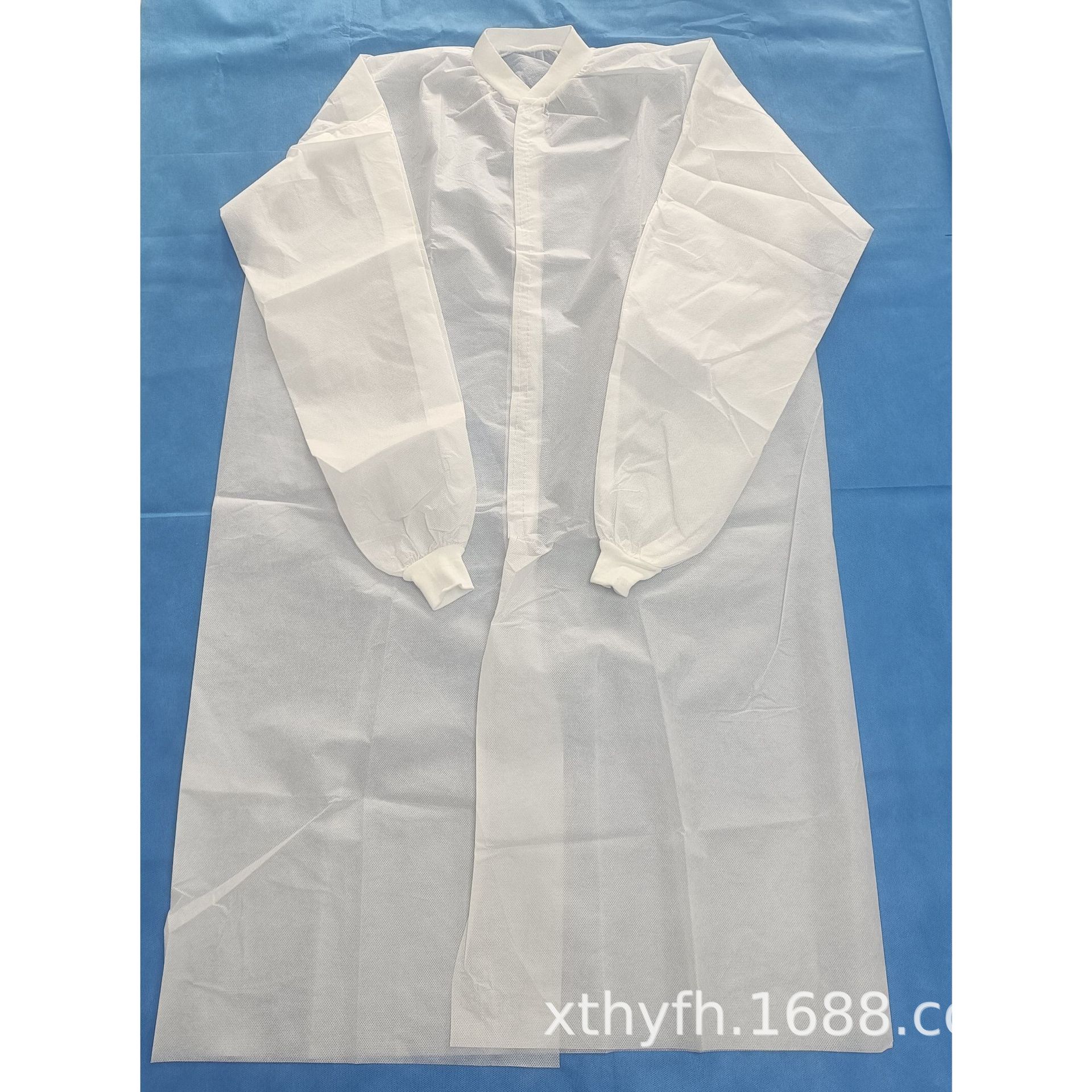 工厂加工SMS无纺布魔术贴lab coat velco针织领袖工作服防尘大褂