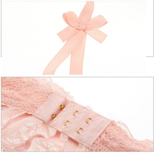 Varsbaby Lace Transparent Bra 1/2 Half Cup Ultra-Thin Bra Sexy Large Cup Bra Set