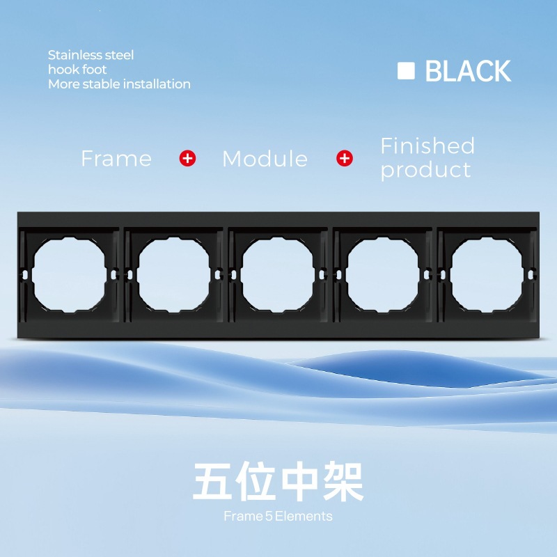 Enchufe negro europeo 16A interruptor eléctrico enchufe europeo interruptor de pared ultra delgado placa europea enchufe europeo