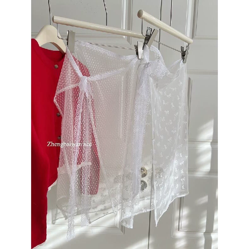 Нишевые дизайн корейский ретро кружевной фартук женский пол юбка с ремешком дикий квадратный шарф шелковый шарф пряная девушка