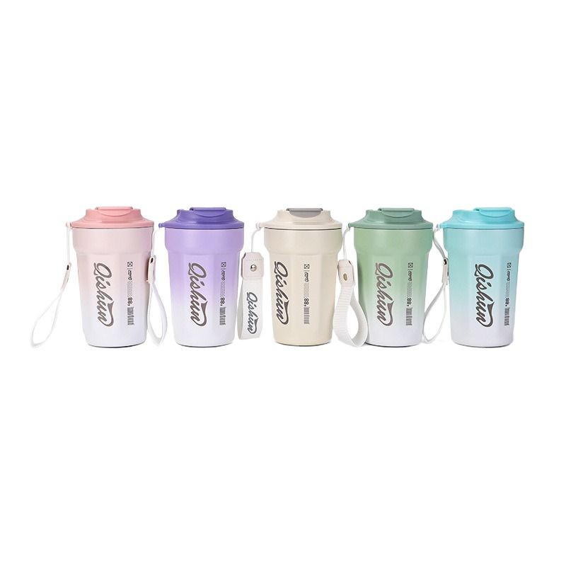 New Simple Gradient Octagonal Coffee Ceramic Inner Liner, Insulated With Handle, Portable Outdoor Cup_voghion.com