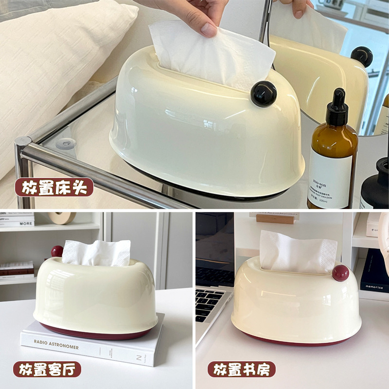 客厅奶油风桌面纸巾盒家用创意弹簧自动升降抽纸盒塑料纸巾收纳盒|undefined