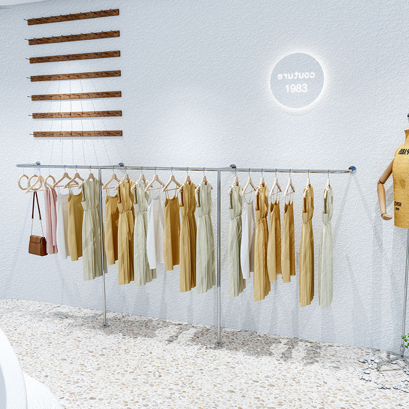 服装店展示架陈列架男女童装专用上墙网红不锈钢货架落地式挂衣架