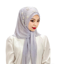 穆斯林帽纱巾盖头新款穆丝纱巾方便头套礼拜盖头女回簇时尚马来款