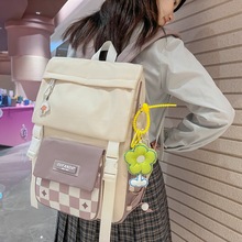 开学季新款初中学生书包大容量防泼水休闲背包便携简约韩版双肩包