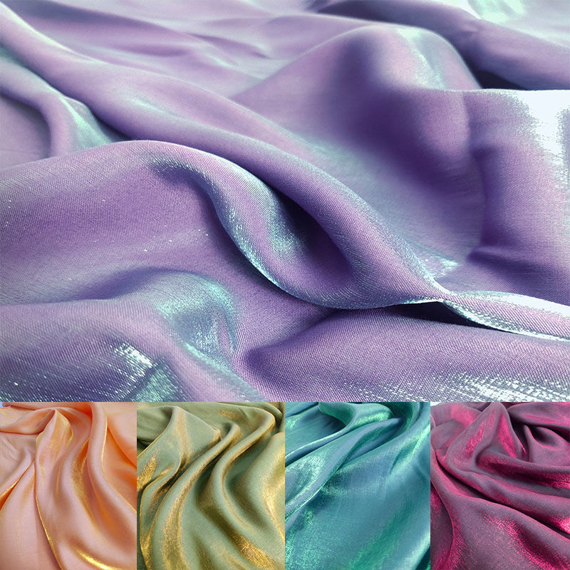 Coloured glaze silk gradient satin fabric mermaid Ji Han clothing big sleeve shirt skirt shirt dress background cloth manufacturers