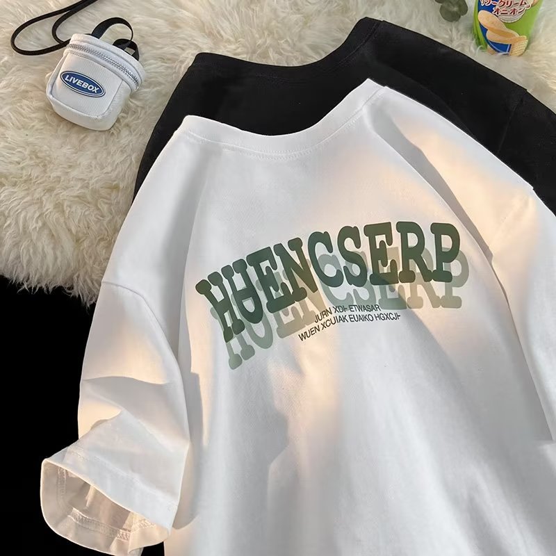White cotton summer sports T-shirt for students