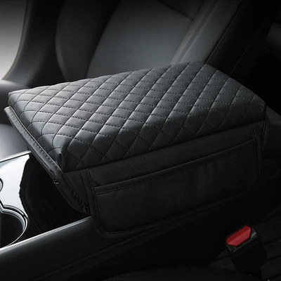 Tesla Model 3/Y Armrest Box Cover, Central Armrest Protective Cover, Original Car-Specific Interior Anti-Scratch and Wear-Resistant Pad (Armrest box pad) - side-pocket-style-black-model3y-universal