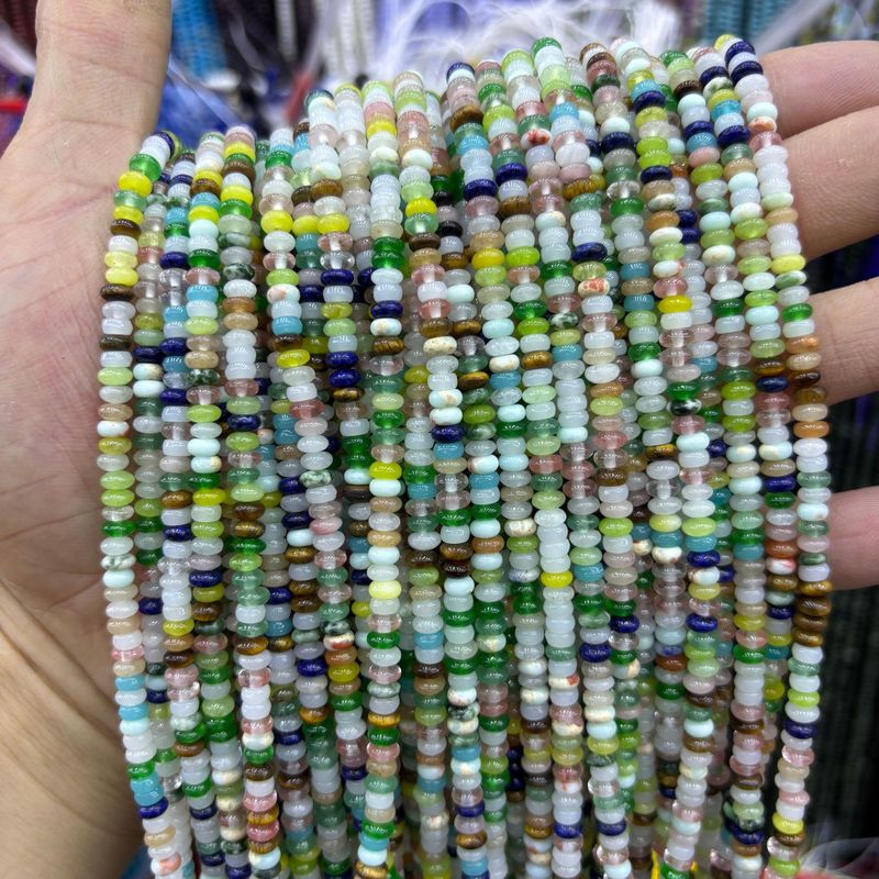 起爆金2x4原鉱天然石そろばんビーズ仕切りDIYブレスレットネックレスアクセサリー半製品ビーズ卸売り|undefined
