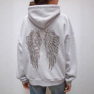 跨境外贸款欧美独立站女装亚马逊时尚百搭纯色翅膀珠片绣休闲套装
