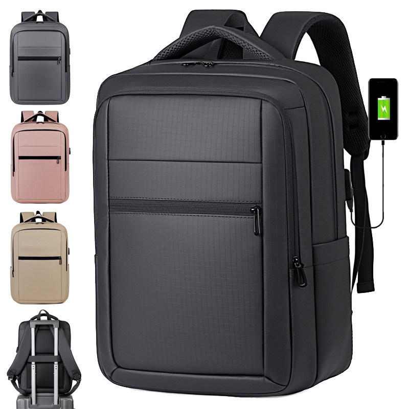Business Backpack, Multifunctional Business Commuter Computer Bag, Expandable Plain Men's Backpack with Logo Printing, Cross-Border