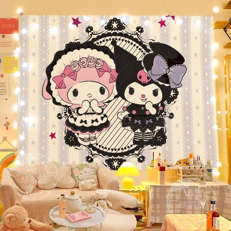 멜로디 배경 천 산리오 교수형 천 인터넷 연예인 기숙사 머리맡 장식 천 스폰지 밥 보글 벽 천