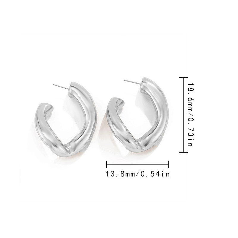 Versilberte Statement Ohrstecker Für Damen Alltagsschmuck_voghion.com