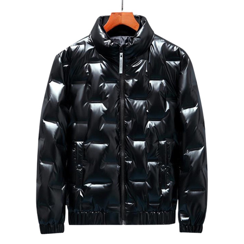 Abajo chaqueta de los hombres engrosada corta brillante cálido pato blanco abajo chaqueta Chaqueta de algodón acolchado de los hombres logotipo impreso de los hombres