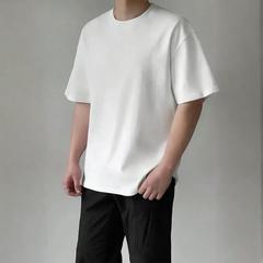 2025 春夏新作通気性クール Tシャツ高密度ニット高重量半袖ヘビーコットン無地イン
