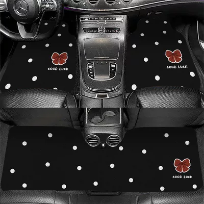 Avtomobil döşəmə paspasları, Floor Mats, Non-Slip, Wear-Resistant, Dirt-Resistant, Easy - black-polka-dot-bow-5065cm-one-piece-in-the-front-row
